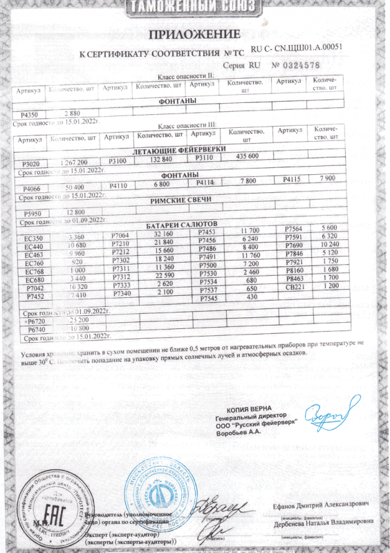 Сертификат соответствия № 0324578  - Кирсанов | kirsanov.salutsklad.ru 